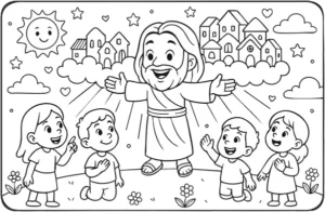 Ilustração bíblica para colorir - página 2 do livro de colorir infantil grátis