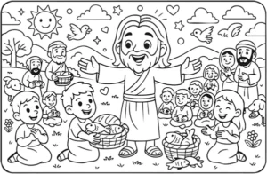 Página 3 do livro de colorir infantil grátis: ilustração bíblica para colorir