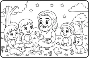 Página 7 do livro de colorir infantil grátis: ilustração bíblica para colorir