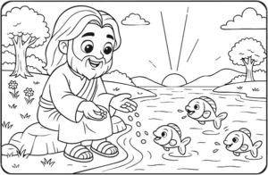 Página 9 do livro de colorir infantil grátis: ilustração bíblica para colorir