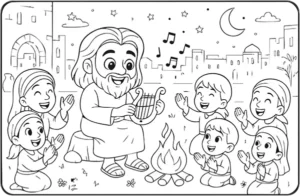 Página 11 do livro de colorir infantil grátis: ilustração bíblica para colorir