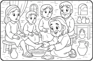 Página 13 do livro de colorir infantil grátis: ilustração bíblica para colorir