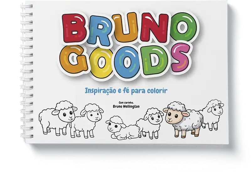 Capa do livro de colorir infantil grátis Bruno Goods com ilustrações bíblicas